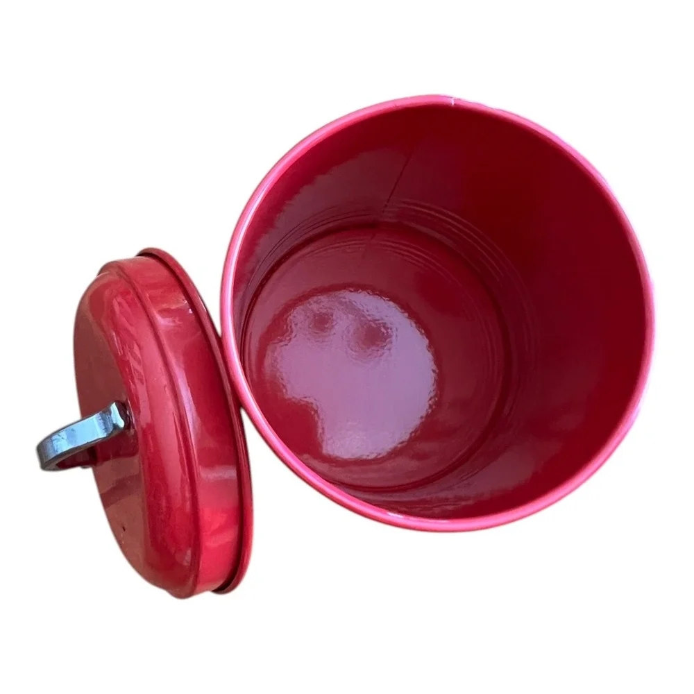Robely Tea Canister Kitchen Storage Tin Red Metal 6in NWOT Farmhouse KT-4916